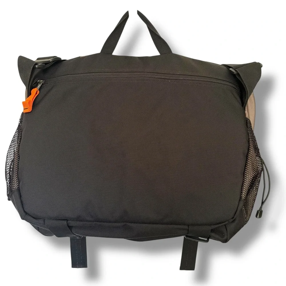 Oobe Vintage Canvas/Nylon Messenger Bag Black Tan‎ Adjustable Strap Laptop